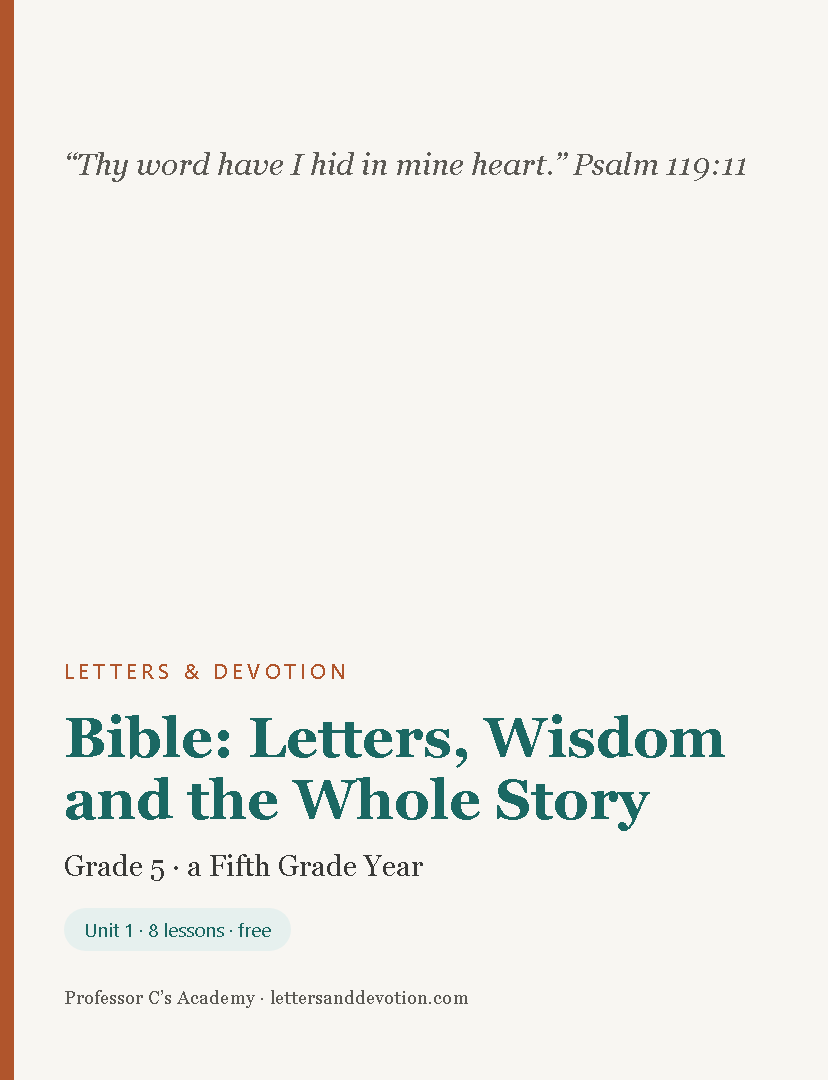 Cover of Letters & Devotion Bible: Letters, Wisdom and the Whole Story, a Fifth Grade Year