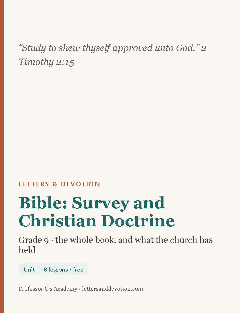 Cover of Letters & Devotion Grade 9 Bible: Survey and Christian Doctrine